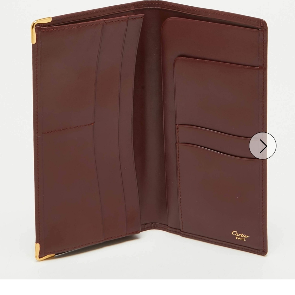 Cartier Authentic Vintage Burgundy Leather Wallet